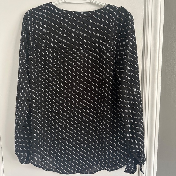 Womens Medium Candie's black and white blouse 1/4 zip long sleeved - Picture 8 of 8